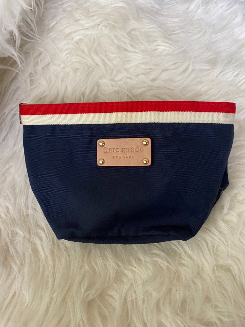 KATE SPADE New York - Varsity Stripe - Clutch Makeup Travel Purse bag